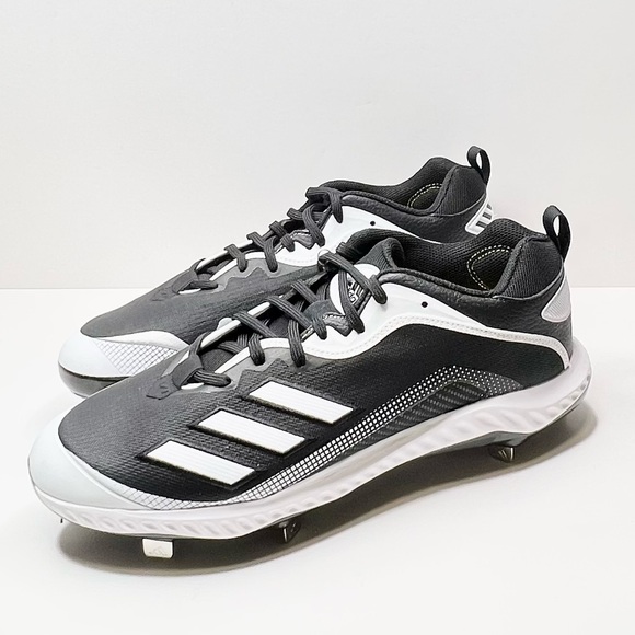 Adidas Men’s Icon 6 Bounce Metal Cleats Black/White Size 13.5 - Picture 2 of 9